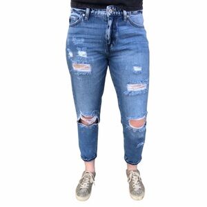 KanCan Distressed Cropped Boyfriend Denim Blue Jeans size 9 28